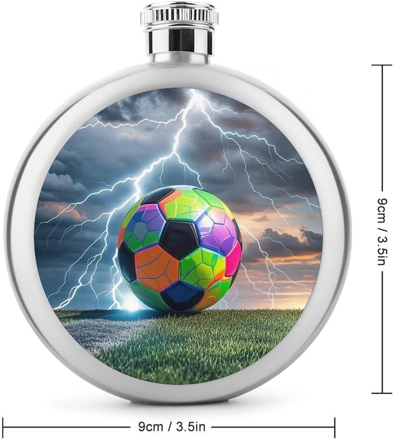 Football And Lightning Stainless Steel Flagon to 5 Oz with Screw Cap,Hip Flask for Men–Whiskey & Liquor Pocket Flask,Alcohol Flagon for Camping Drink Sports Outdoor Wine Bottle