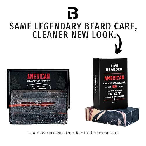 Vista 13 de Live Bearded: Jabón en barra totalmente natural para hombres, paquete de 6 barras de 5 onzas, fabricado en los Estados Unidos, exfolia, hidrata