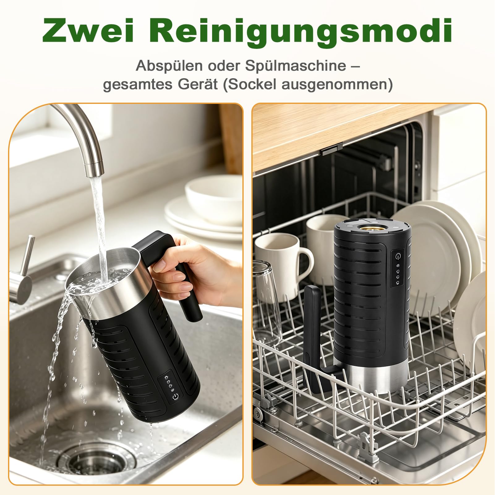 Milchaufschäumer Elektrisch Spülmaschinenfest, Leise, 75-240 ml