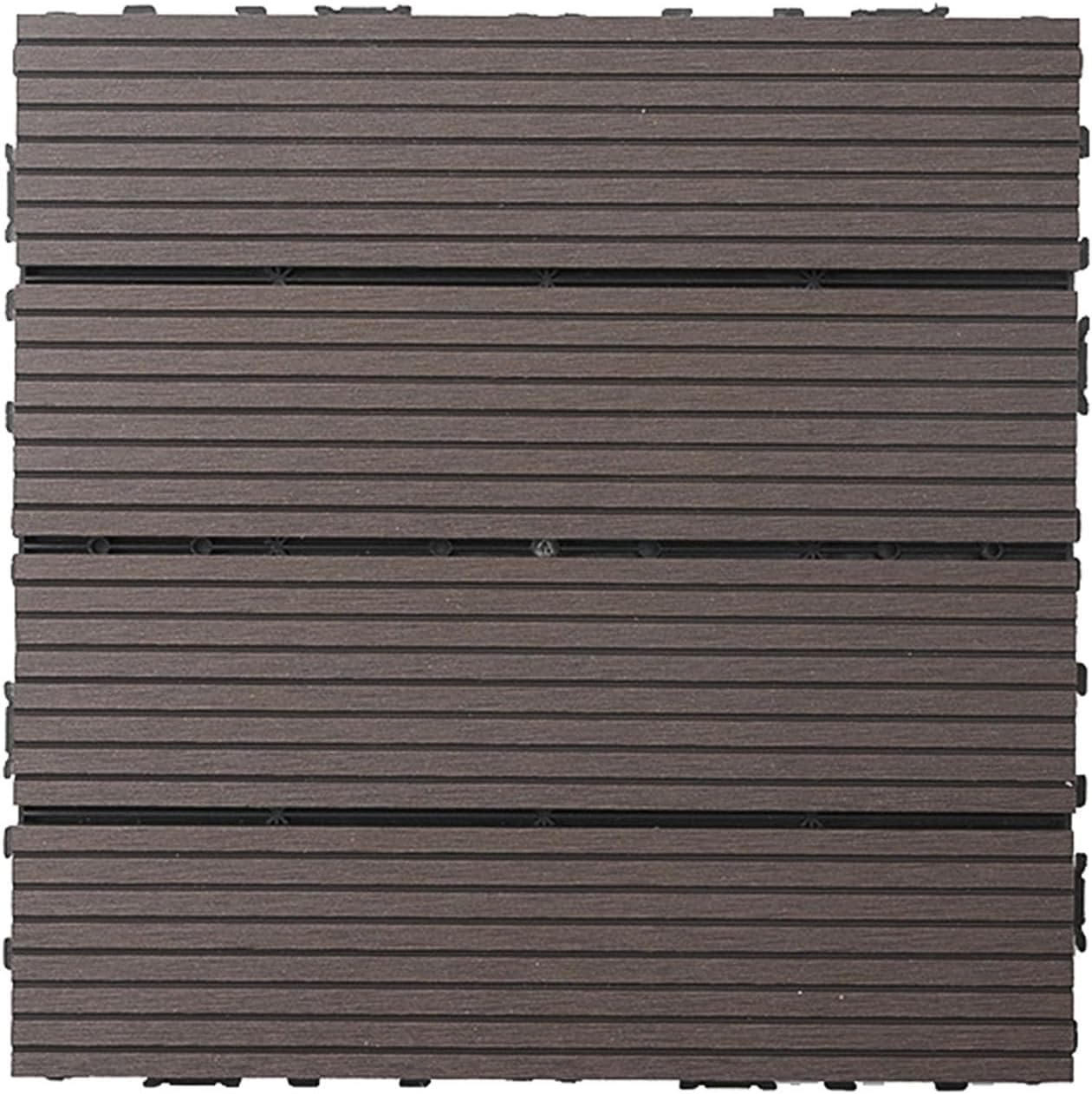 Dalles et lames de terrasse en composite, Tuiles de verrouillage extérieures d'intérieur de plate-forme de WPC multicolores 30x30x2 cm 10 pièces(L-Chocolate)