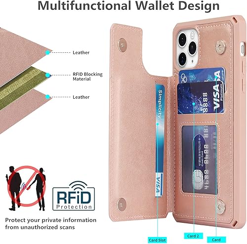 Miniatura 3 de iCoverCase Funda compatible con iPhone 11 Pro Max con tarjetero para mujer, bloqueo RFID en relieve, piel sintética en relieve, para 11pro Max de