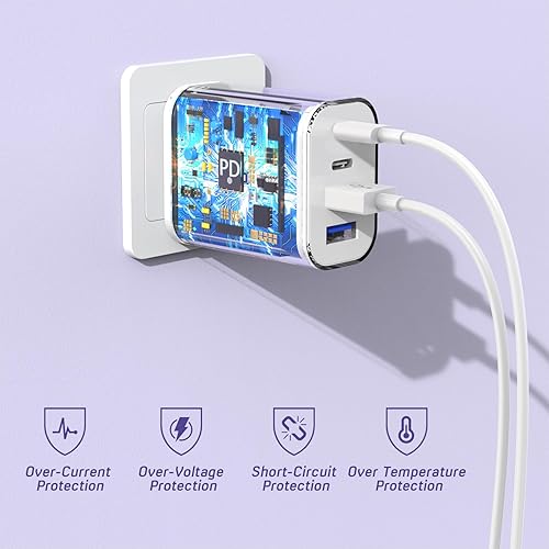 Miniatura 6 de Bloque de carga rápida USB, adaptador de carga de 4 puertos de 40 W para iPhone Dual USB C, cargador rápido multipuerto tipo C para iPhone 17/17
