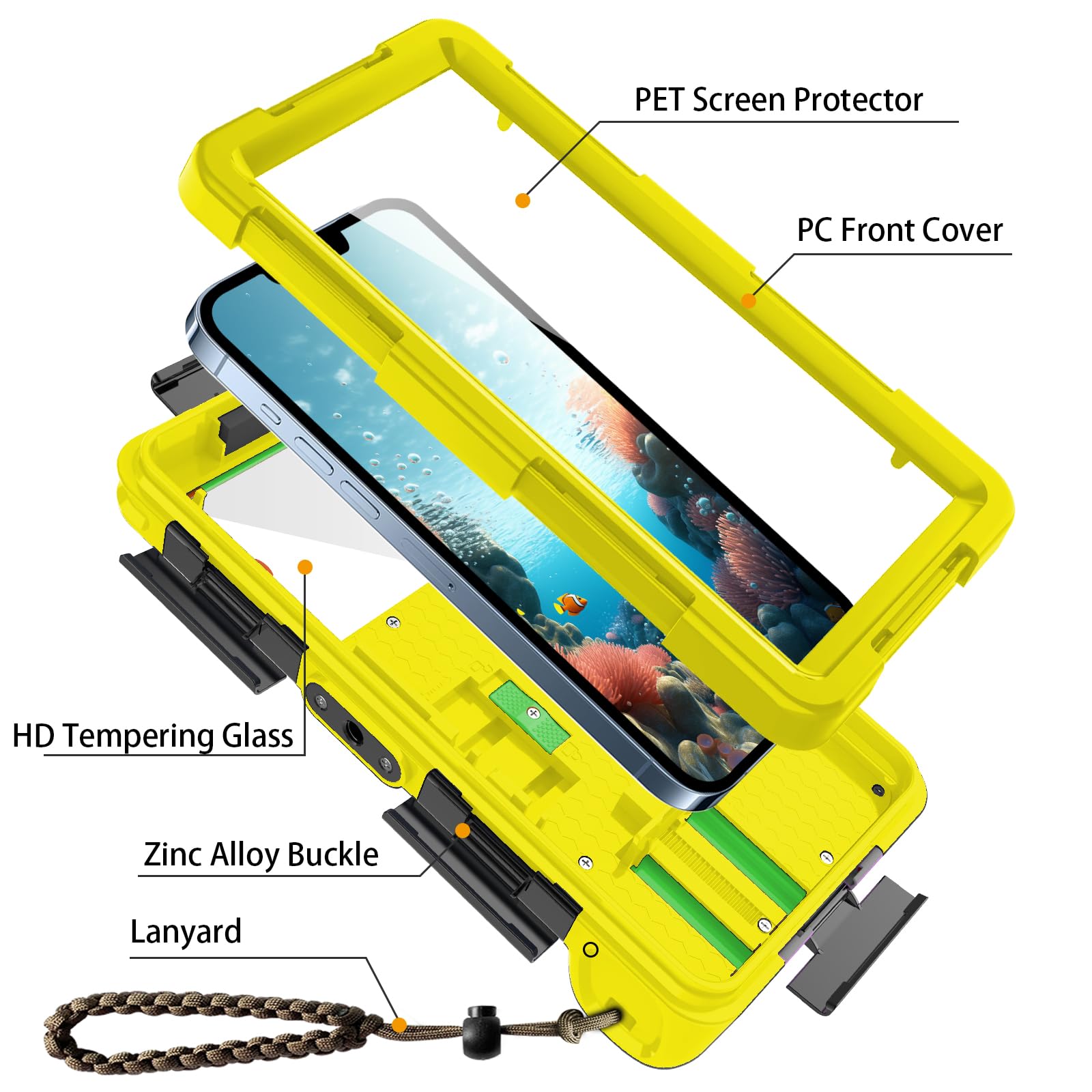 Custodia Impermeabile IPX8 Per Smartphone 3.5-6.9 Pollici - Profondità 15m, Con Cordino, Universale Per IPhone 15/14/13/12, Samsung S24/S23, E Altri (Nero)