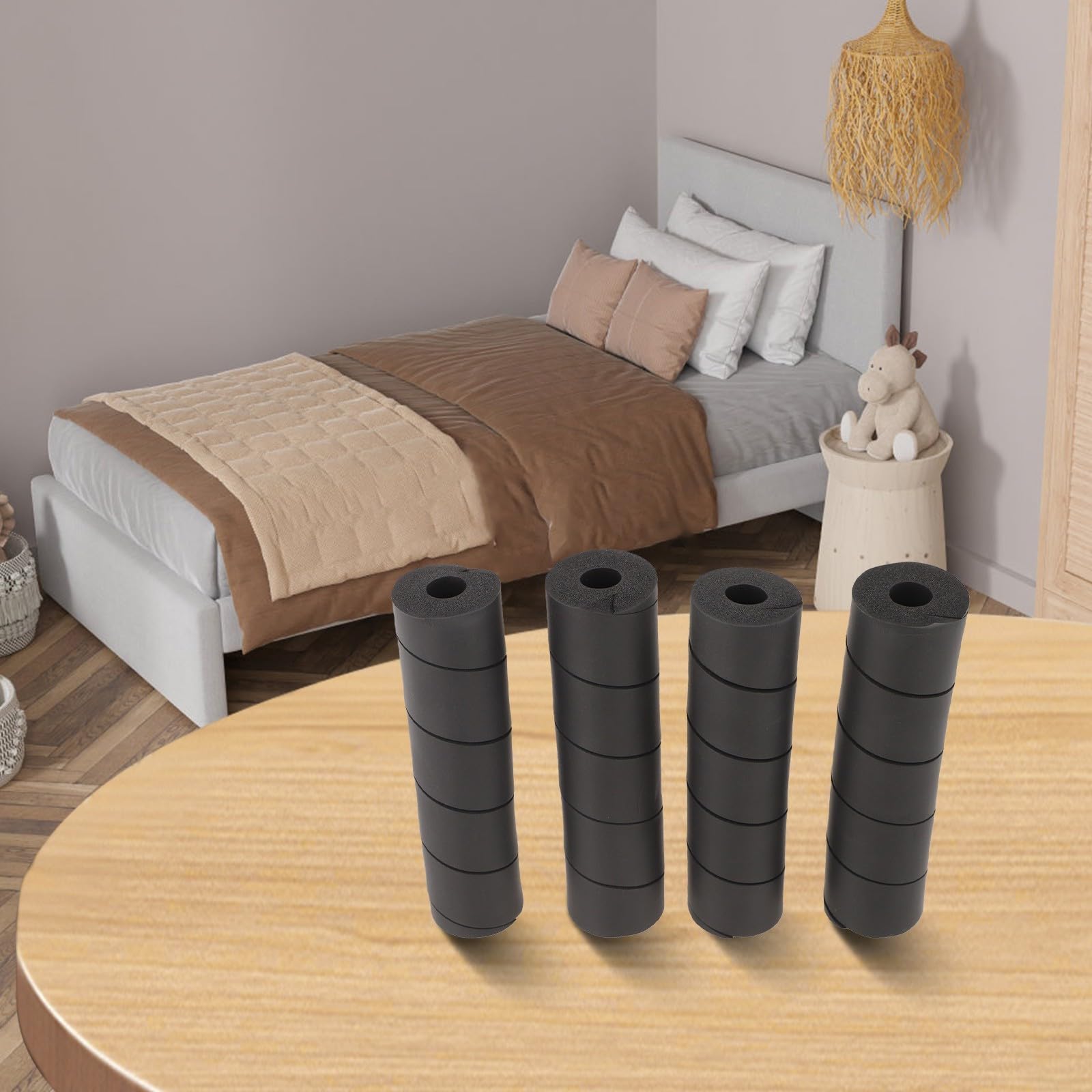 Telaio del letto per protezioni delle dita dei piedi, 4 pezzi, coperture regolabili in schiuma per gambe realizzate in gomma EPDM per la protezione dei mobili e una maggiore sicurezza a casa
