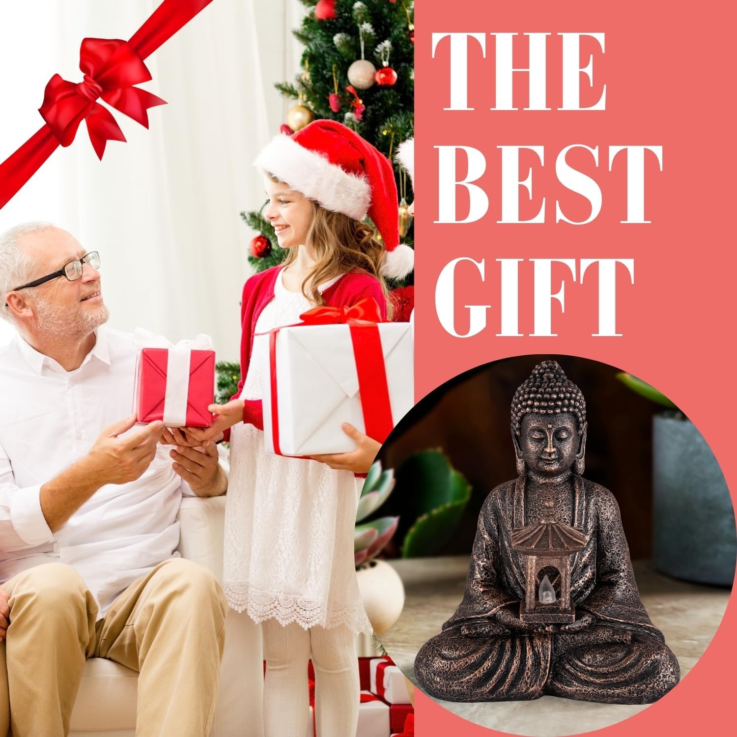 Buddha Garden Statue with Solar Light, Resin Zen Decor for Outdoor Patio or Indoor Meditation, Spiritual Gift for Women and Friends (Copper Pavilion) - Image 8