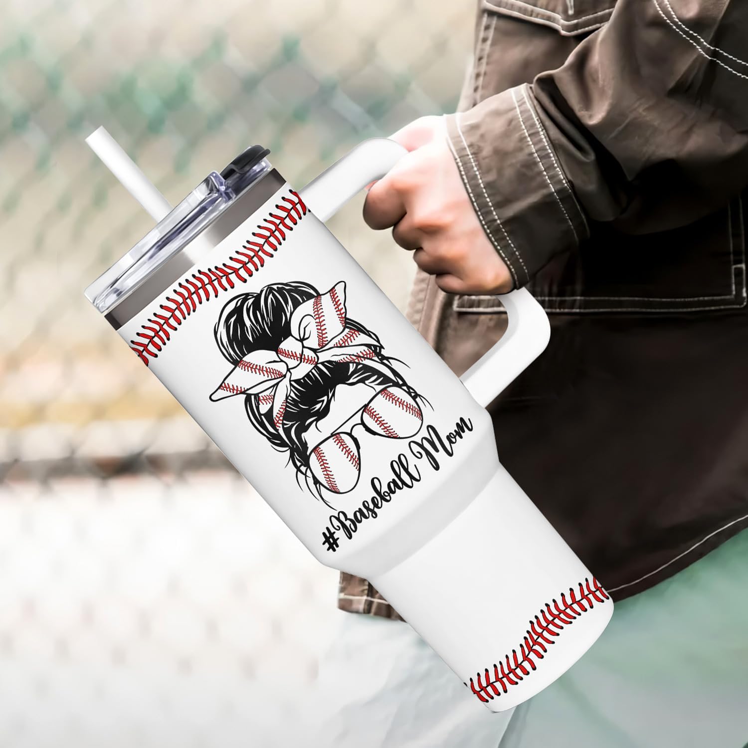 Baseball Mom Gifts - Perfect for Moms from Kids, Friends - Birthday & Christmas - 40oz Tumbler with Handle - Image 6