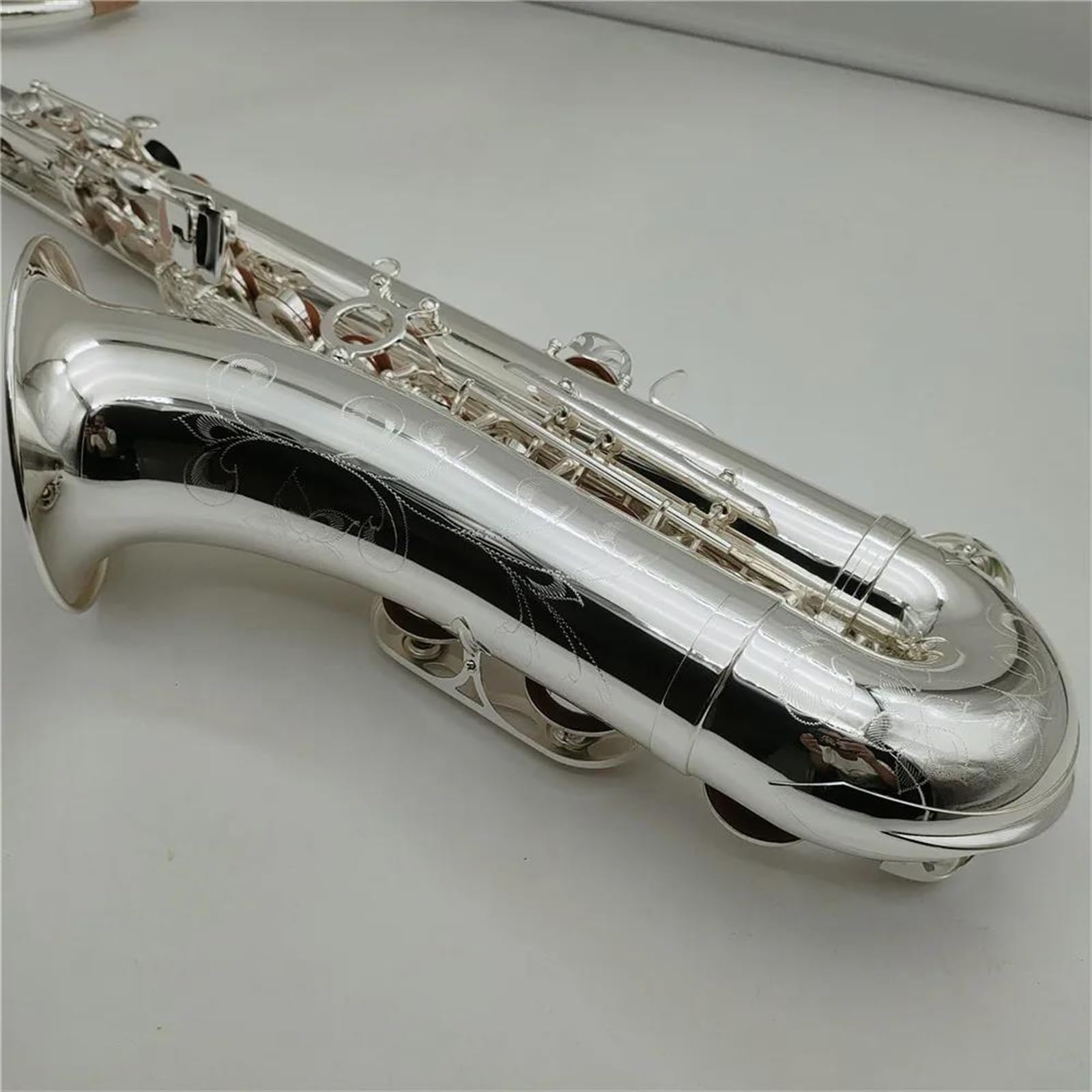 Saksofon Tenorowy Bb Tune Posrebrzany Profesjonalny Instrument Muzyczny Z Ustnikiem W Obudowie profesjonalny Saksofon (Color : Cloth bag)