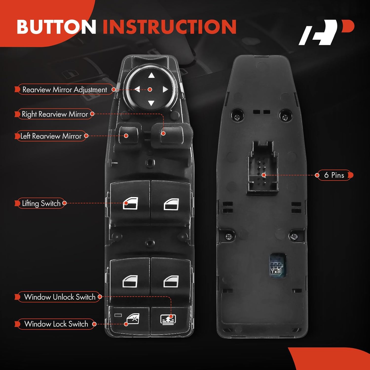 A-Premium Master Power Window Switch Compatible with BMW 528i 530i 535i 640i 740Li 760Li 750Li xDrive, Front Left Driver Side, Replace# 61319238236, 61319179907