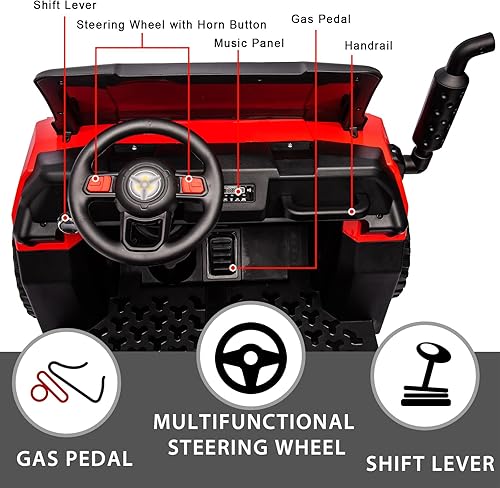 Miniatura 4 de FINITO Tractor de paseo de 24 V 4WD de 2 plazas con control remoto de juguete eléctrico alimentado por batería con control remoto con goma EVA