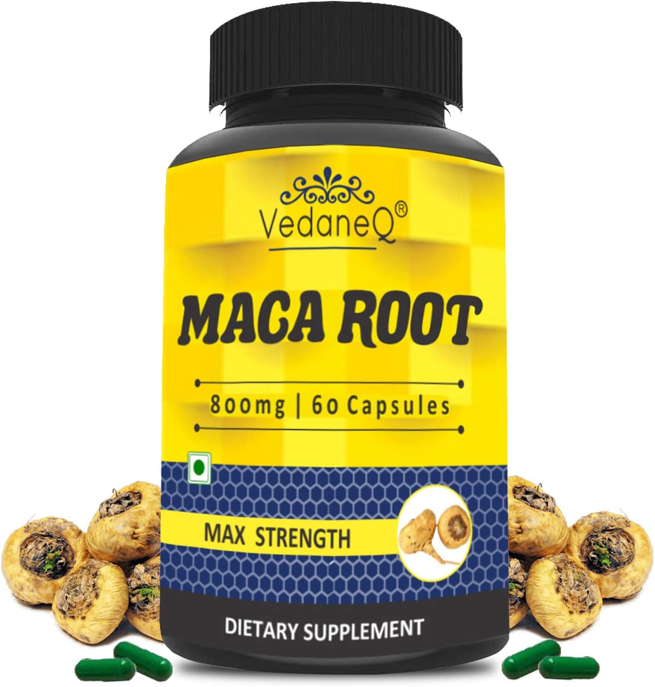 Maca Root Pure Extract 800mg and 60 Vegetarian Capsules for men and women Health & Wellness | Maca Root Capsules Max Strength Dietary Supplement Energy and Endurance