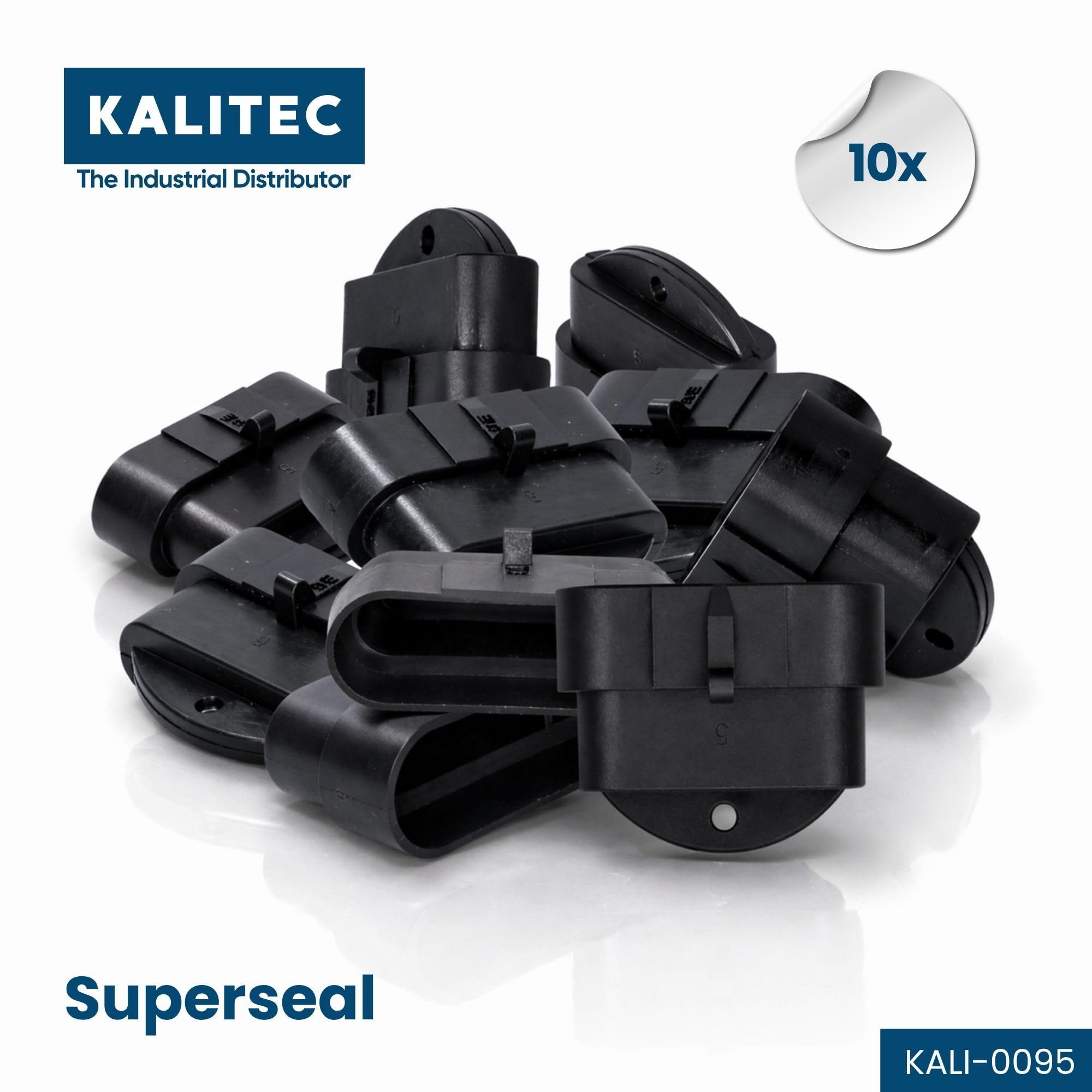 Kalitec 10x Superseal Blindstecker 5-polig - IP67 Wasserdicht - PA6 | Blindkappe mit Kontaktverriegelung - Schutzkappe für Buchsengehäuse - Schutz vor Benzin, Öl & Ozon - Kfz & Industrie