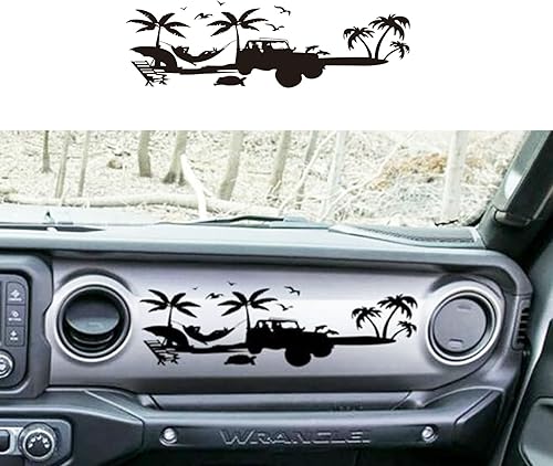 Zxiaochun Dashboard Decal Glove Box Beach Scenery Vinyl Sticker for Wrangler JL JLU Gladiator JT(Matte Black)