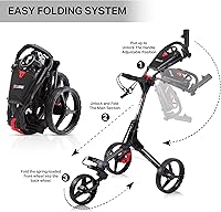 Vista 6 de CUBE CART Carrito de Golf de Empuje de 3 Ruedas – Carrito de Golf Plegable Ultracompacto de Dos Pasos, Marco Ligero de 14.5 libras, Mango Ajustable