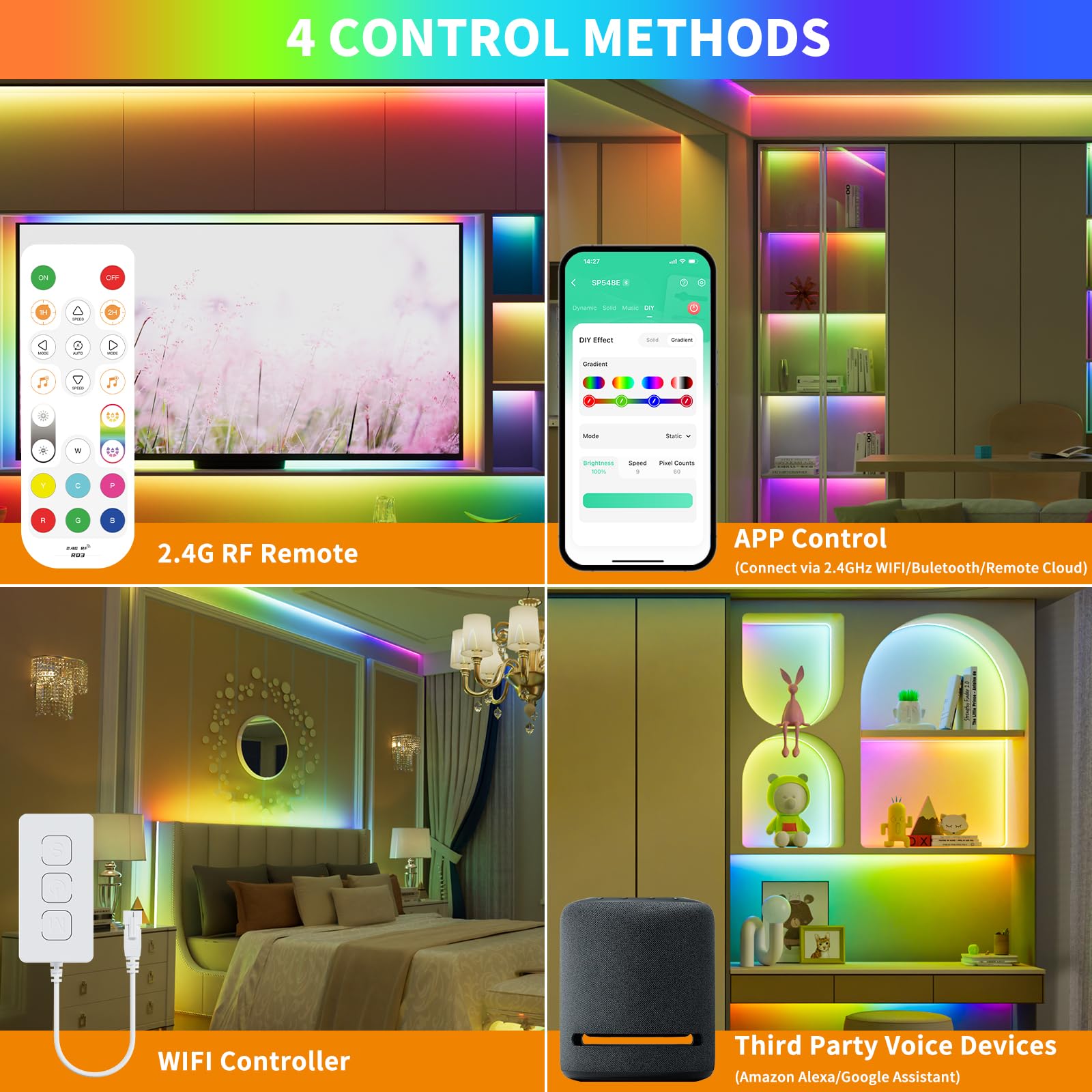 PAUTIX RGB Smart IC COB LED Strip 10M WiFi Colour-Changing LED Strips 6300LEDs Pixel Addressable Tape Compatible for Alexa/Google Assistant Flexible LED Lights for Cabinet Christmas Party Decor - Image 3