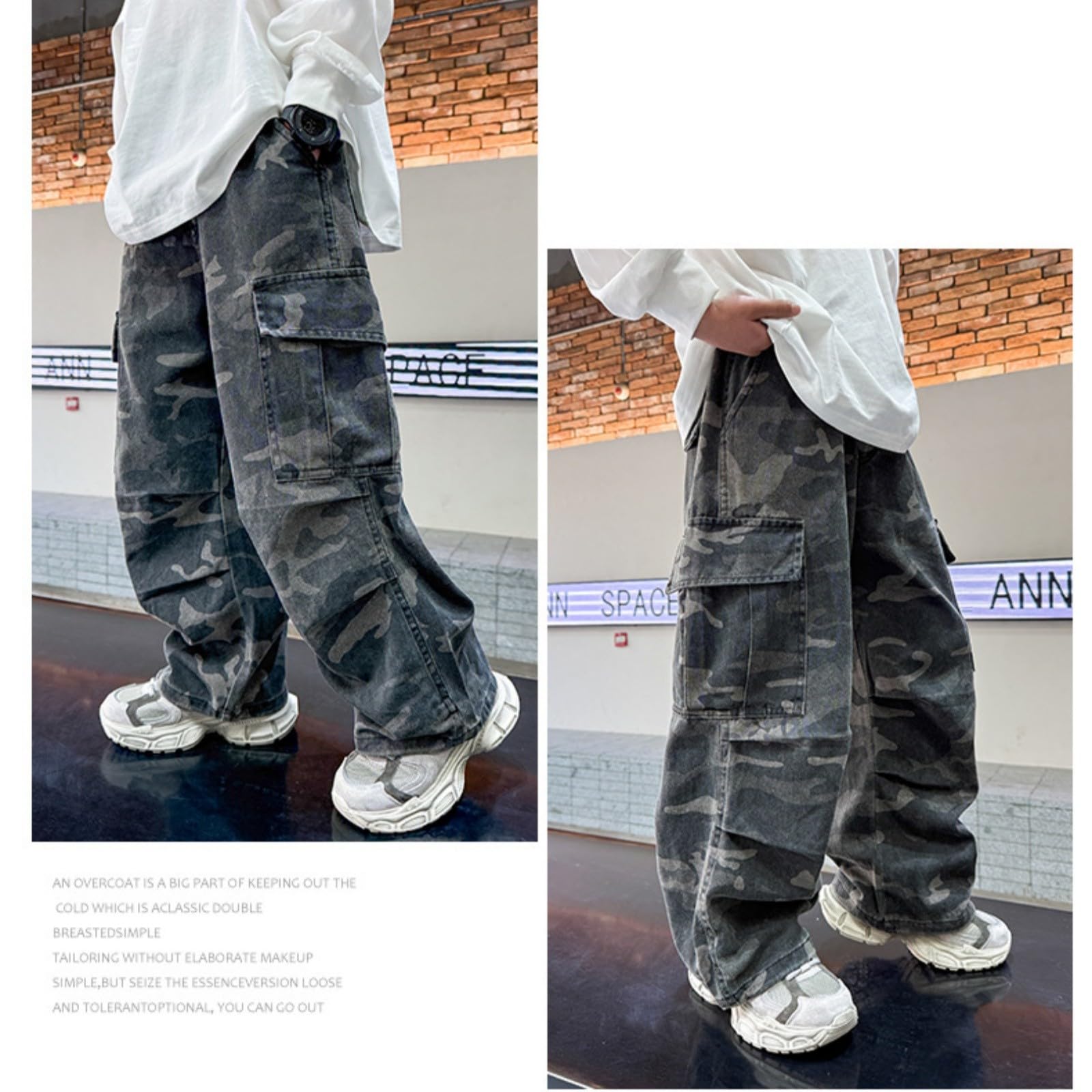 Pantalones Vaqueros Niño, Pantalones Cargo con Cintura Elástica y Corte Regular para Niños de 4 a 12 Años