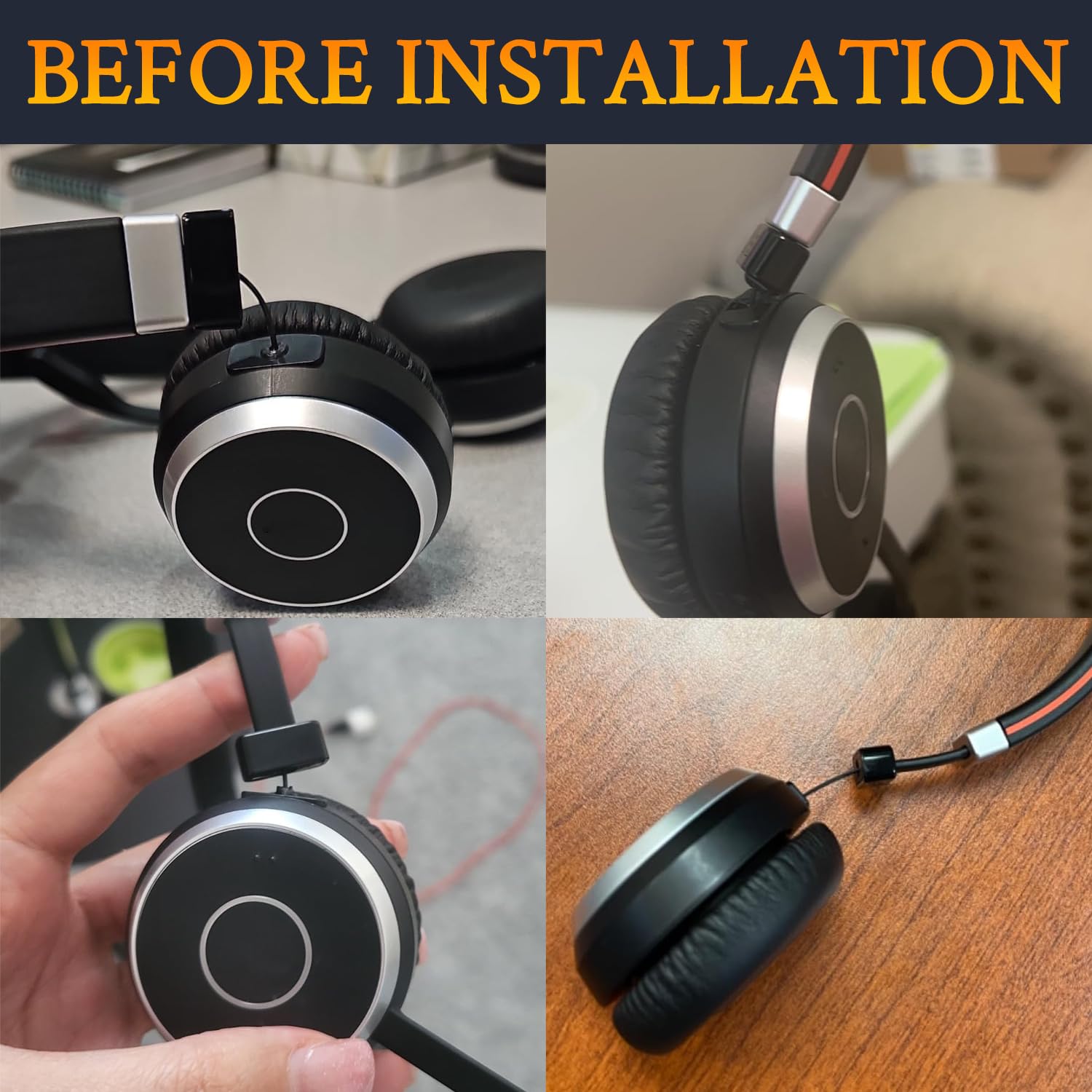 SOULWIT Kit de Réparation de Charnières Cassées pour Jabra Evolve 65/40/30/20 Casque (Wired Uniquement), Joints de Remplacement pour Cache Latéral et Bandeau Curseur d'arceau