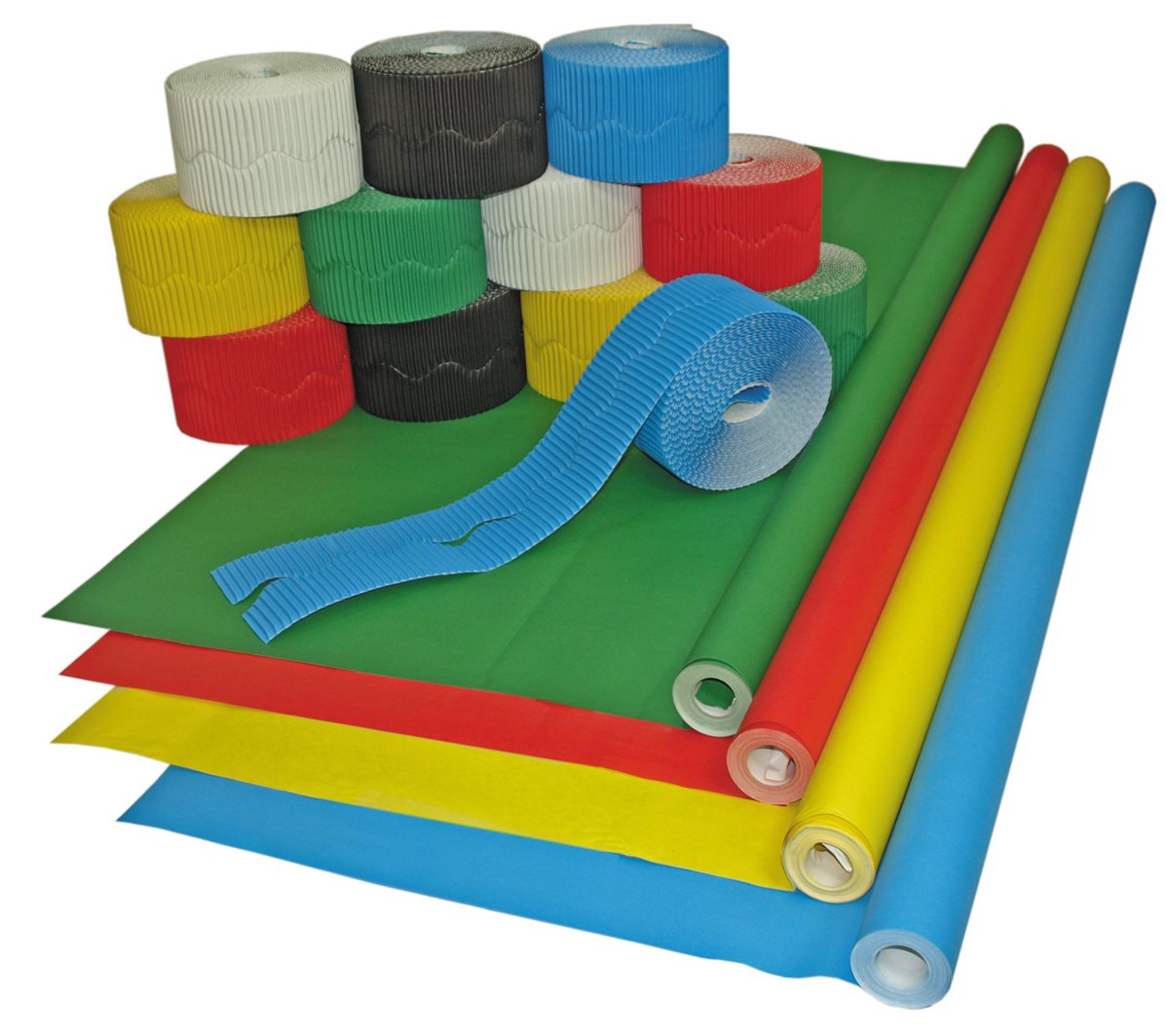 Scola Display Papers Classroom Packs, Assorted Primary Colours, 16 Pieces, Paper & Rolls, School Supplies, Display Boards, Art and Crafts Projects, For Schools and Home Schooling