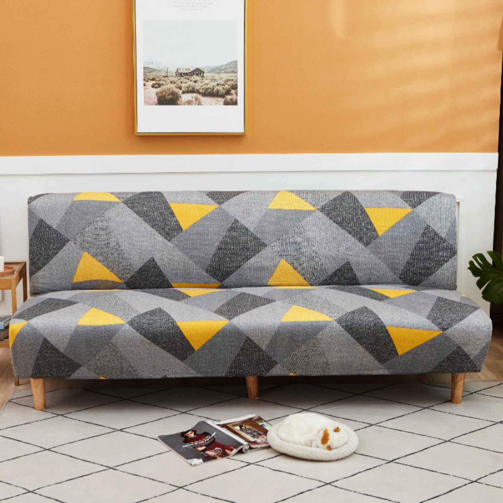 boiszeda Armless Sofa Bed Cover, Spandex Stretch Futon Slipcover(190-210cm)