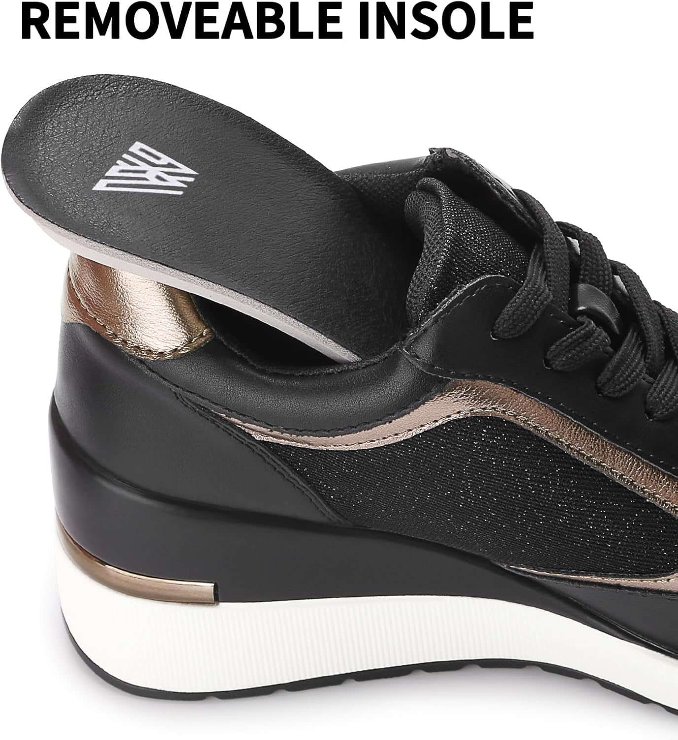 AoustruFit Wedge Sneakers for Women Non-Slip Womens Fashion Sneakers Casual Glitter Mesh Walking Shoes Lightweight Platform Work Shoes - Image 4