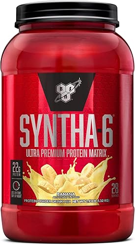 BSN SYNTHA-6 Proteína de suero en polvo caseína micelar aislado de proteína de leche plátano 28 porciones el embalaje puede variar 291 libras