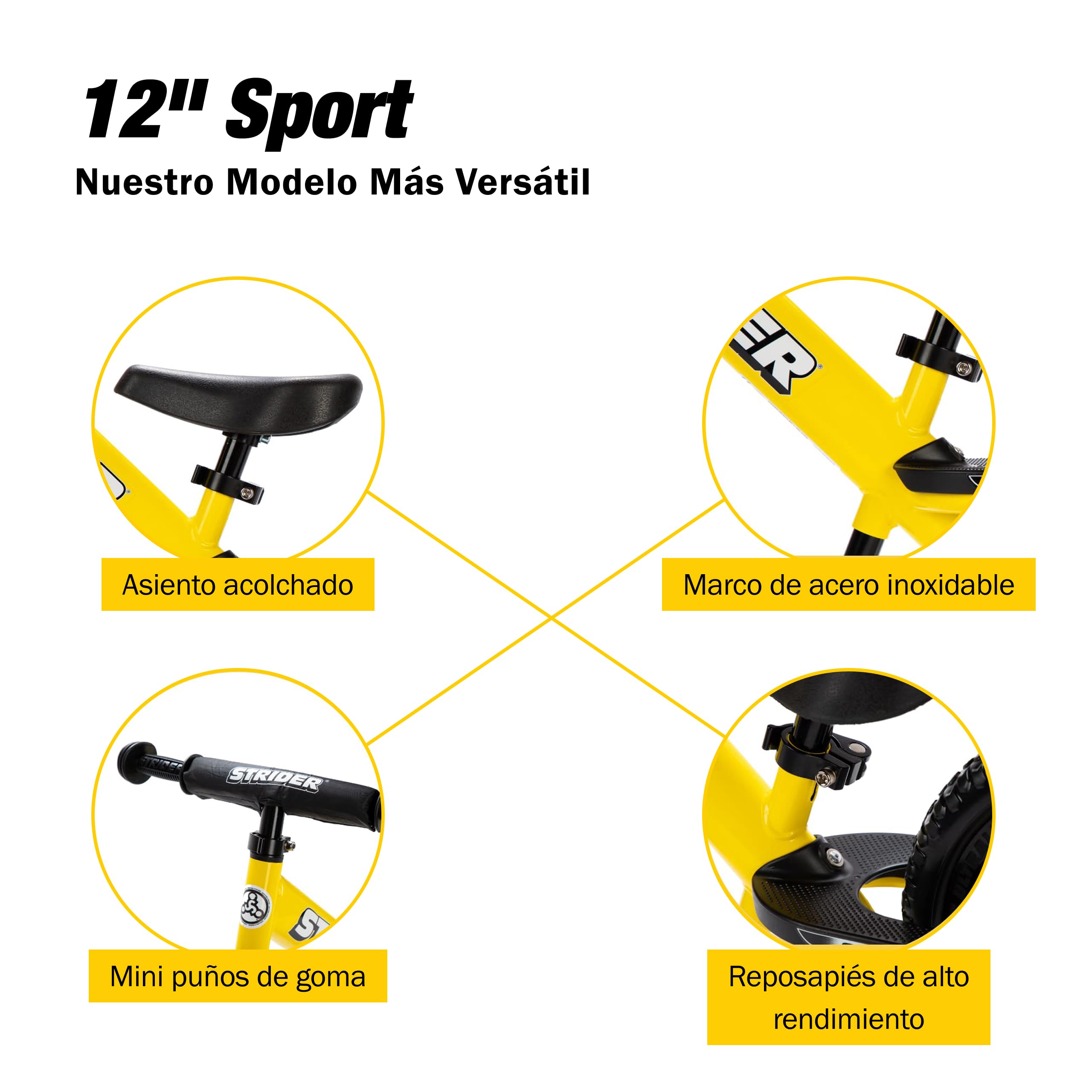 Strider Bicicleta Deportiva para niños de 12 Pulgadas, Bicicleta de Correr de 18 Meses a 5 años, Bicicleta de Equilibrio