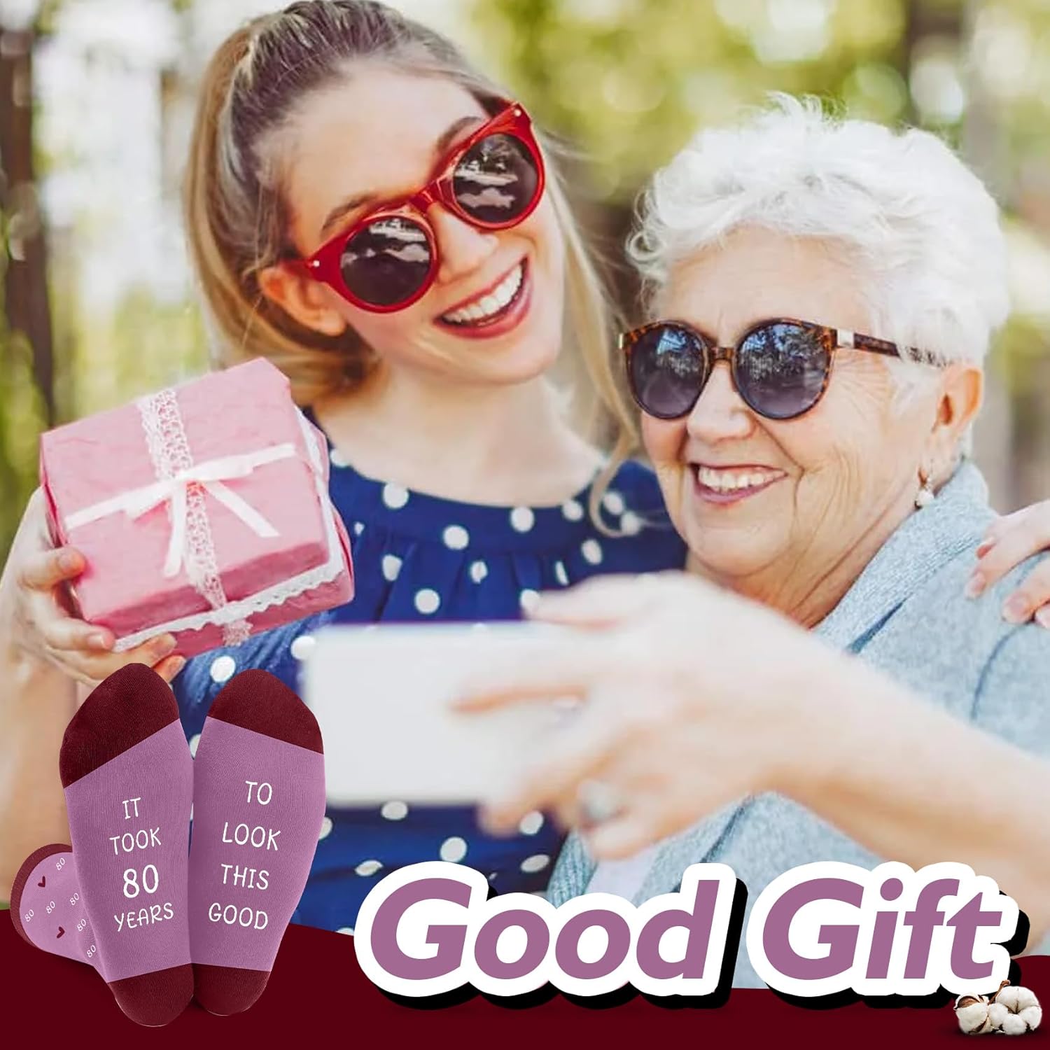 80th Birthday Gifts for Women,Mom Sister Best Friend Wife Girlfriend Grandma Birthday Gifts for Her,Novelty Socks - Image 7