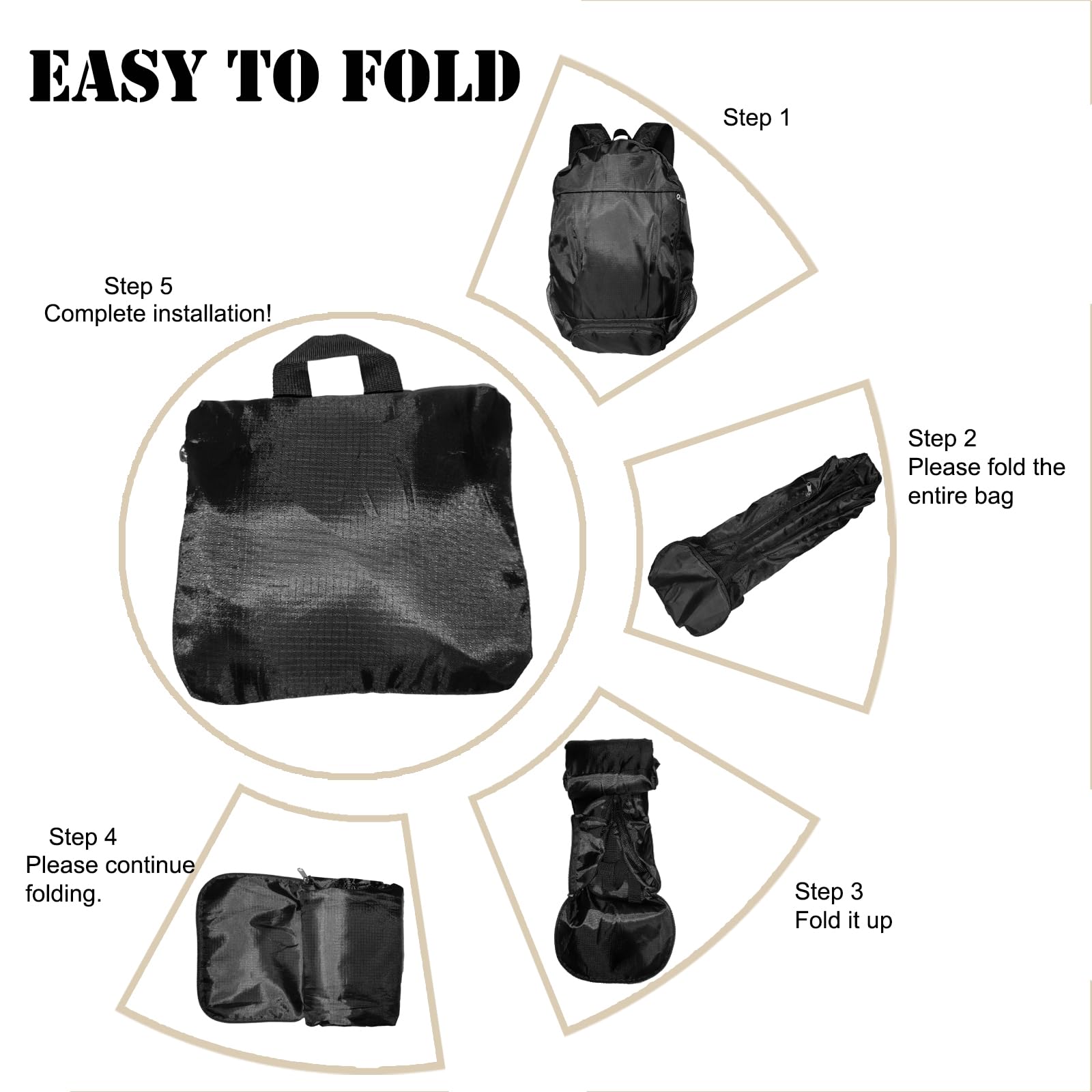 Mochila de senderismo ultraligera de 30 L, mochila plegable de viaje, mochilas pequeñas plegables para mujeres y hombres (negro) 5