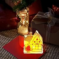Vista 4 de ABOOFAN Juego de 6 piezas de aldea de Navidad iluminadas con LED, casas de pueblo de Navidad preiluminadas, diminuta resina coleccionable, edificio