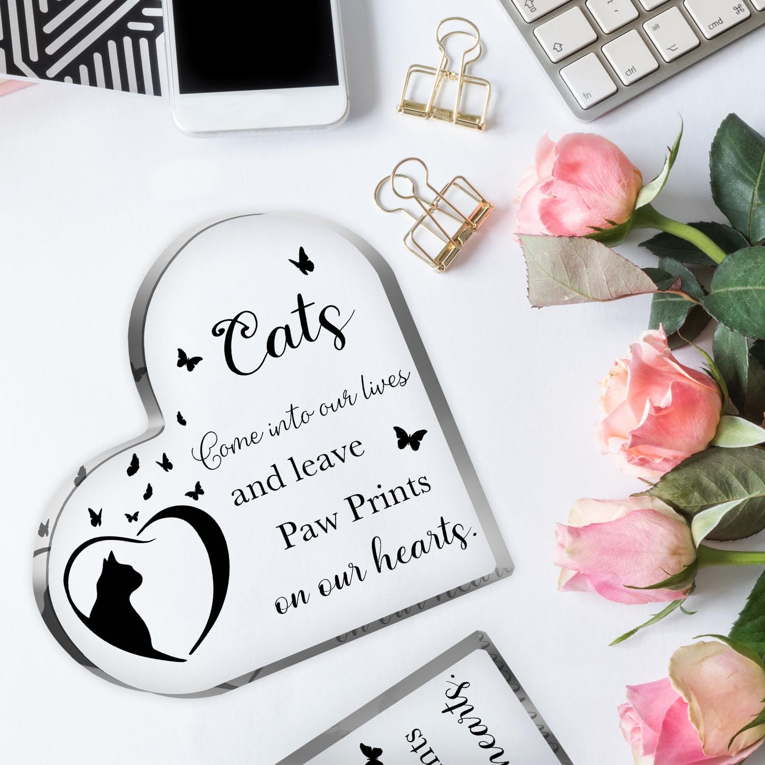 VavoPaw Katzen Gedenkgeschenk - Schattenbox Mit Holzskulpturen & Pelztopf