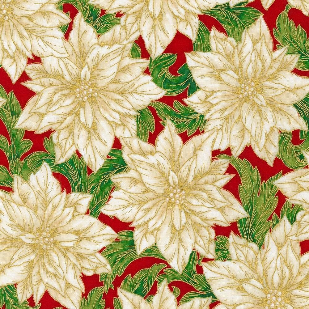 Robert Kaufman Fabrics Holiday Flourish 14 Packed Poinsettia Blooms Red