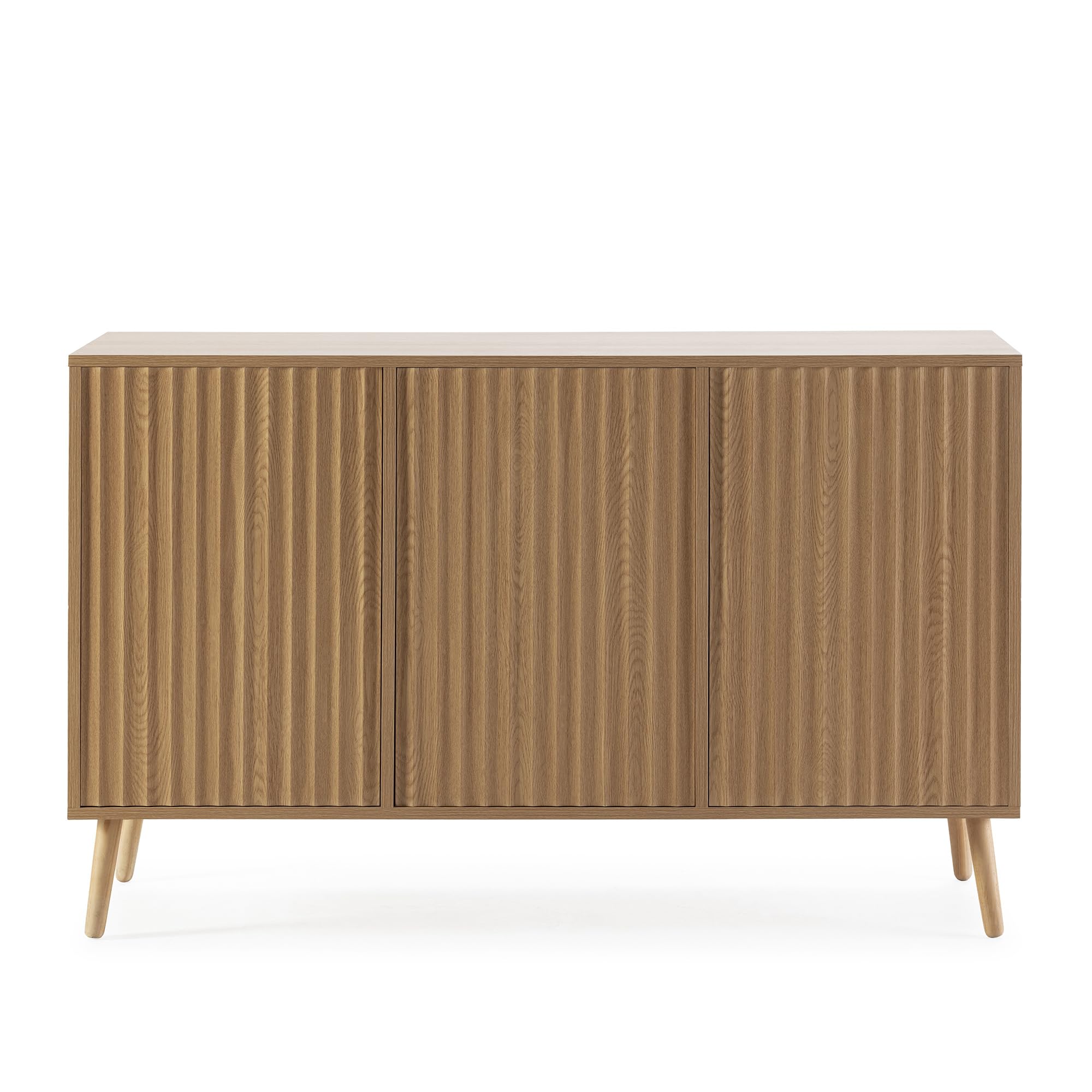 HOMN LIVING Aparador Lluvia 3 Puertas Color Roble, 120 cm (Ancho) 40 cm (Profundo) 76 cm (Altura)