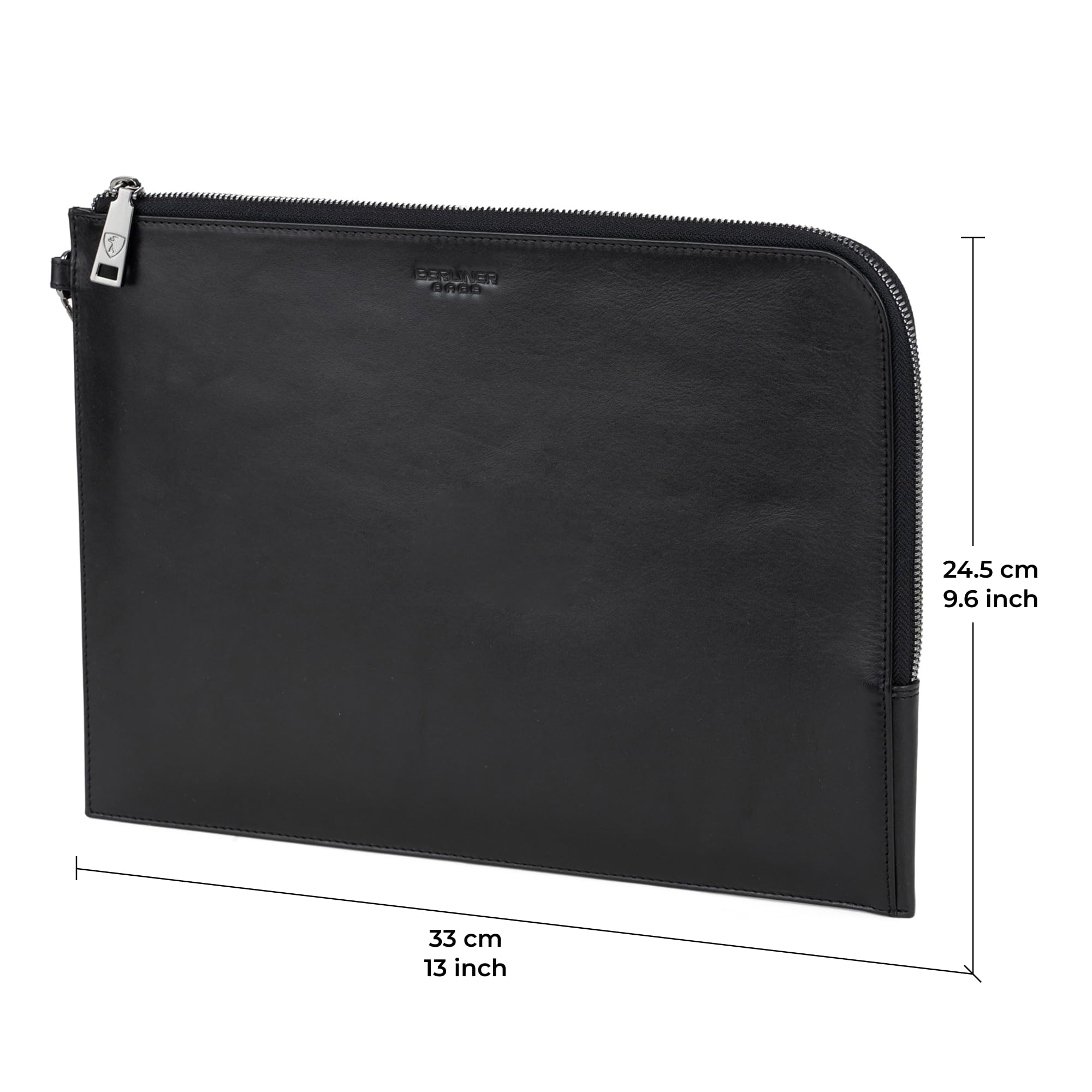 Berliner Bags Premium Dokumentenmappe Alex XL, Dokumententasche, Reisepass Organizer und Banktasche aus Leder, für Damen und Herren - Schwarz