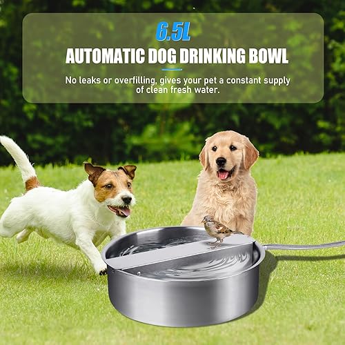 Miniatura 5 de Dispensador automático de agua para perros, razas grandes, acero inoxidable, llenado automático, bebedero para perros con válvula de flotador, canal