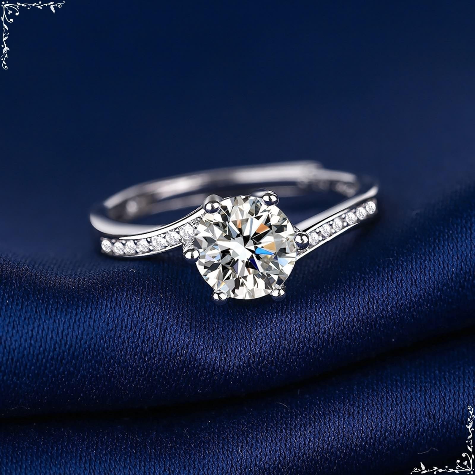 Wycian Pierścionek zaręczynowy Moissanite pierścionki zaręczynowe białe złoto 18K 6 ząbków z cyrkonią rozmiar H 1/2 moda dla siostry ukończenie szkoły biżuteria