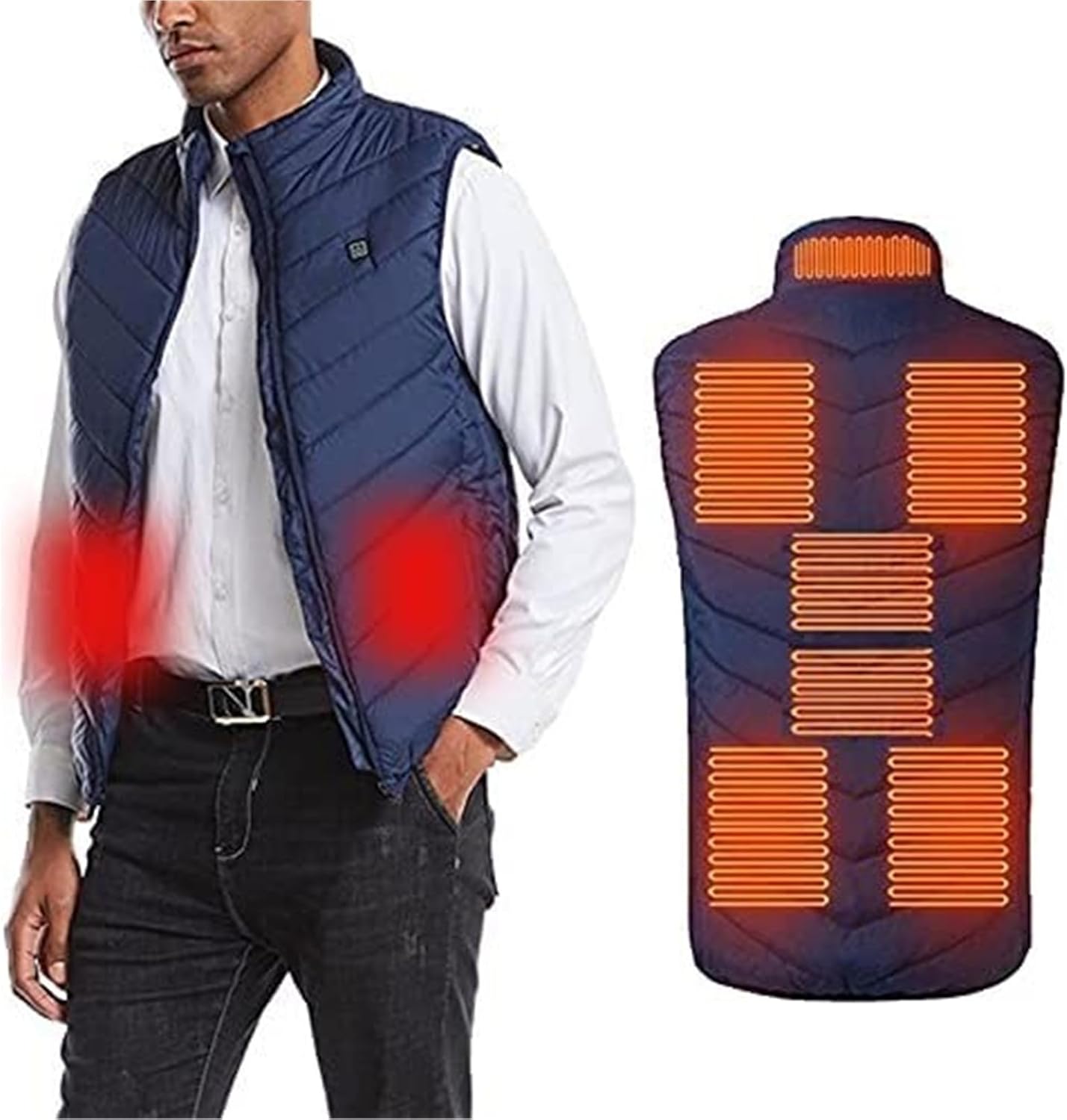 USB Heated Vest, Rechargeable Electric Body Wamer Gilet for Winter Skiing Hiking (Battery Not Included)