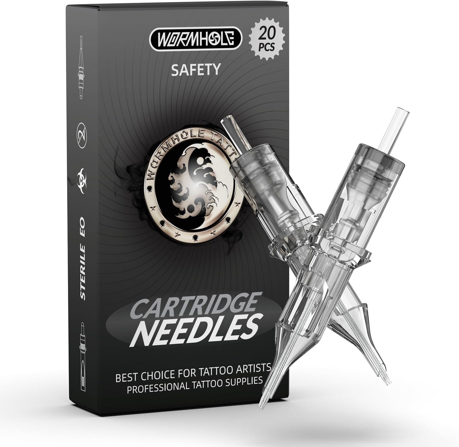Wormhole Tattoo Needles 20Pcs 1RL Disposable Tattoo Cartridge Needles Round Liner for Tattoo Gun Cartridge Machine Permanent Makeup (1201RL)