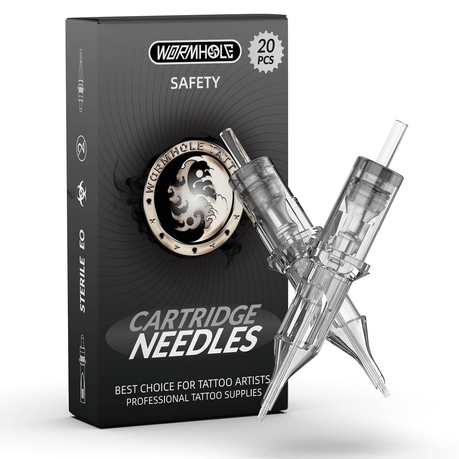 Wormhole Tattoo Needles 20Pcs 1RL Disposable Tattoo Cartridge Needles Round Liner for Tattoo Gun Cartridge Machine Permanent Makeup (1201RL)