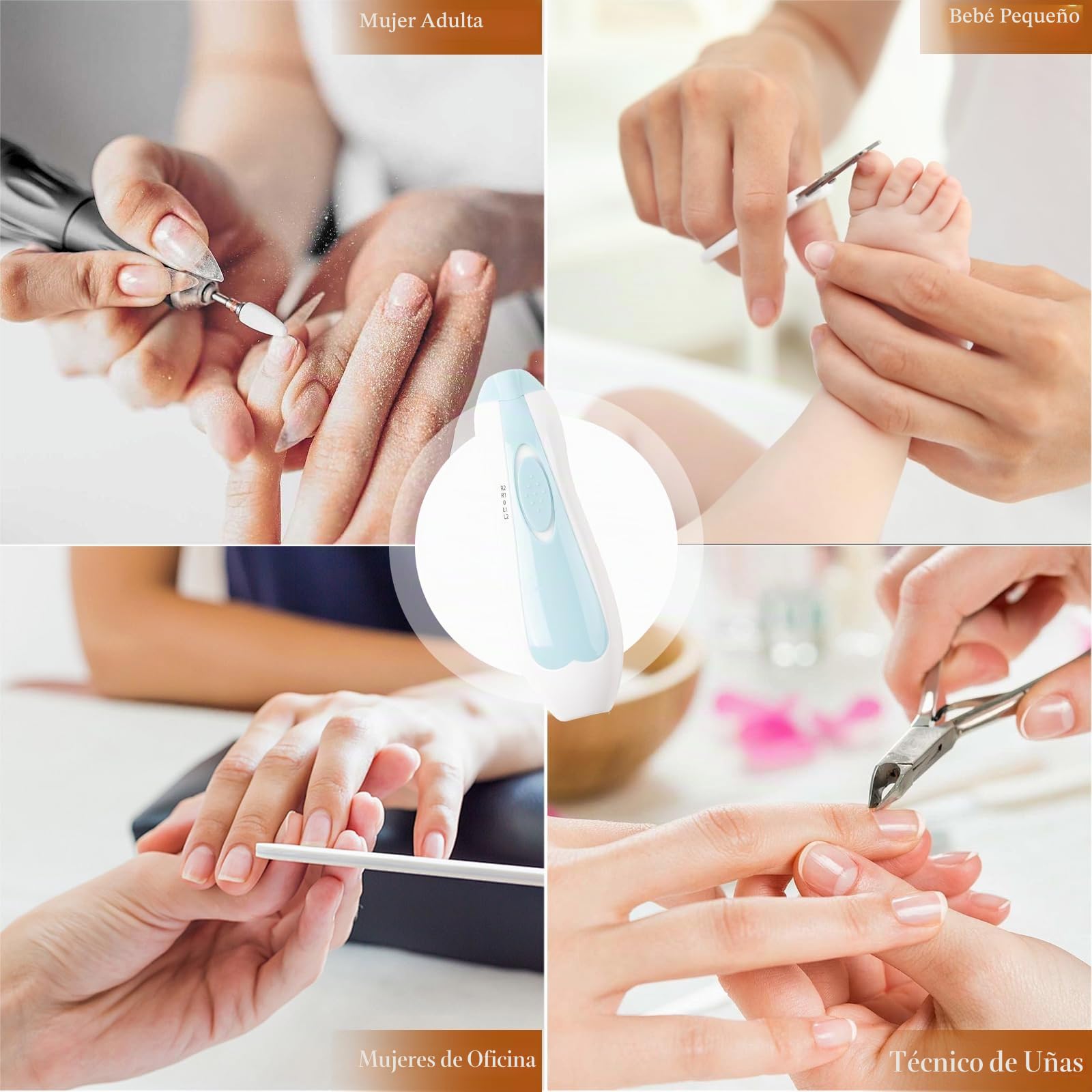 Lima de Uñas Eléctrica para Bebé, con Luz LED, 6 Almohadillas de Repuesto Extra, Kit de Manicura Seguro para Recién Nacidos y Niños, Cortauñas Eléctrico para Bebés (Azul Bebé)