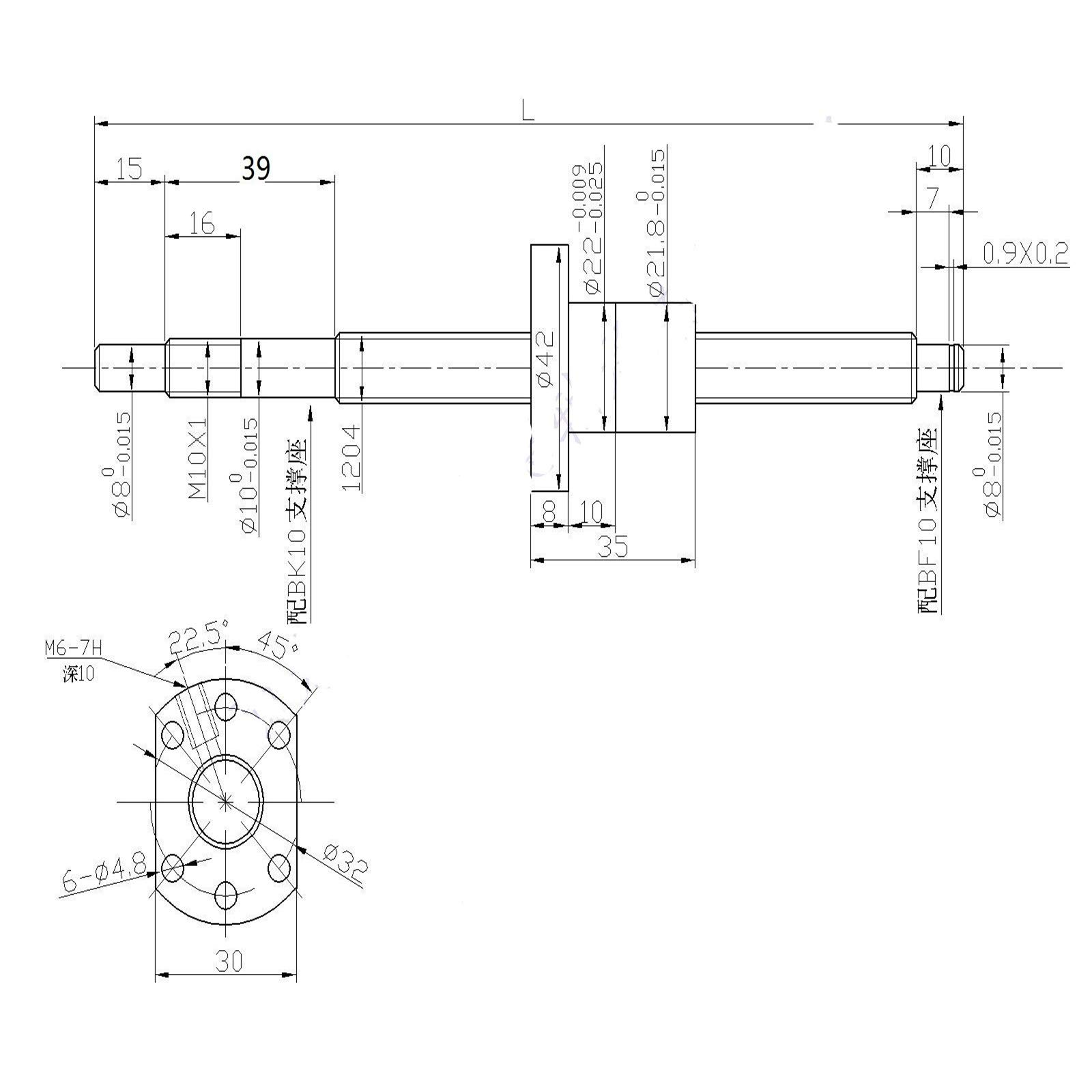 Husillo de bola SFU1204 400 mm de rosca de acero inoxidable husillo de bola con soporte BK10/BF10, carcasa de madre y embrague para automatizados