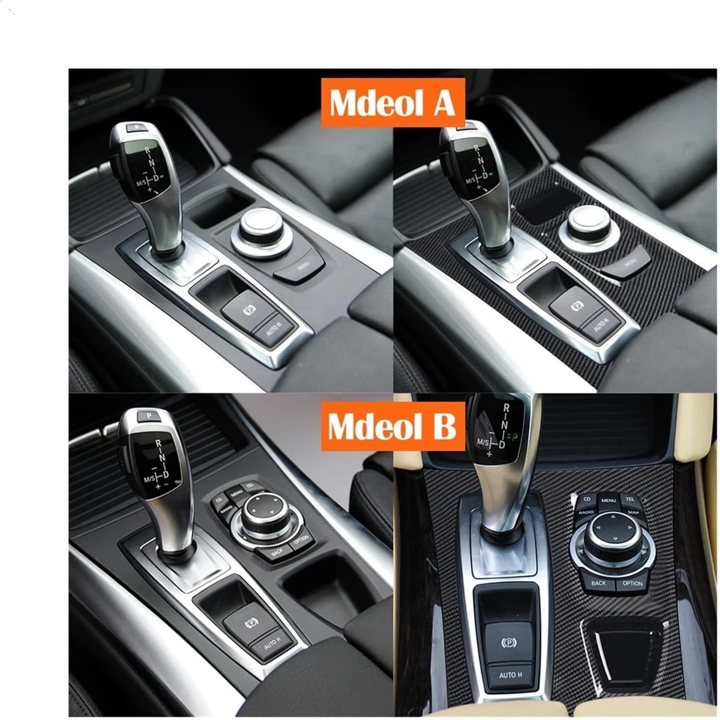 Center Console Gear Shift Cover for Panel for X5 X6 E70 E71 E72 (2007-2013) - Compatible with Part #51166954947 & #51169164485, LHD(Model A-Carbon Fiber)