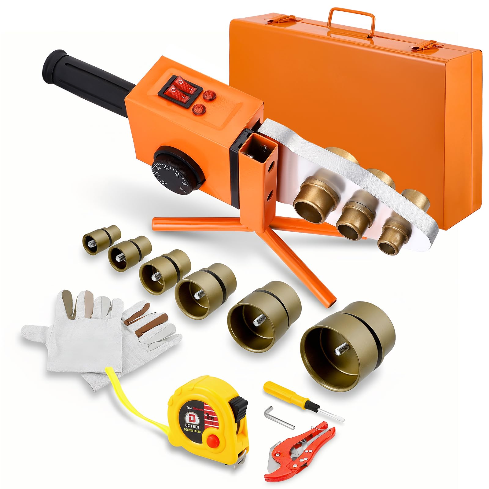 Soldadora De Tubos Ppr De 1600W, Soldadora Profesional Para Tubos De PláStico De ø20–63 Mm Juego Accesorios De 14 Piezas Control De Temperatura De 50–300 °C Para Tubos De Pe Pp Pb Y Pvdf