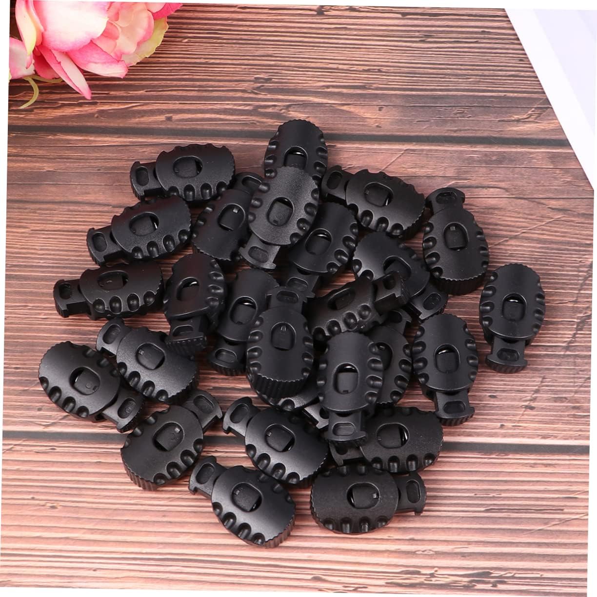100pcs Elastic Cord Locks Buckle Straps Black for Drawstrings Luggage Lanyard Stopper Spring Fastener Plastic Tactical Accessory