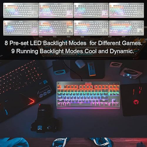 Miniatura 6 de Granvela OUTEMU - Teclado mecánico con interruptores marrones, Z-77 de 87 teclas sin llave  Retroiluminación LED arcoíris  NKRO (rollo de tecla)