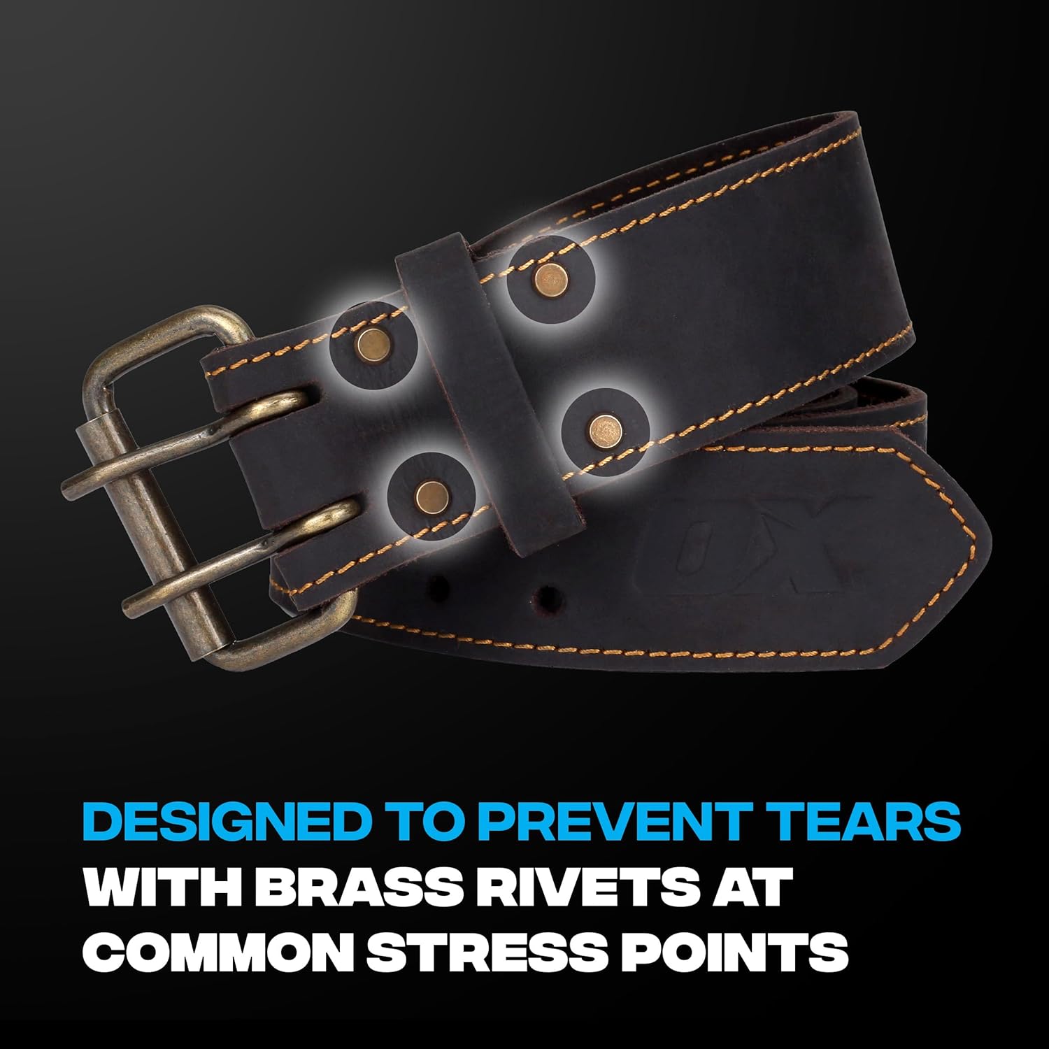 OX Pro 2 Inch Leather Tool Belt - Oil Tanned Full Grain Leather - Perimeter Stitched Construction Belt with Rivets - 28" to 44" Length - Cinturon Para Construccion - Image 5