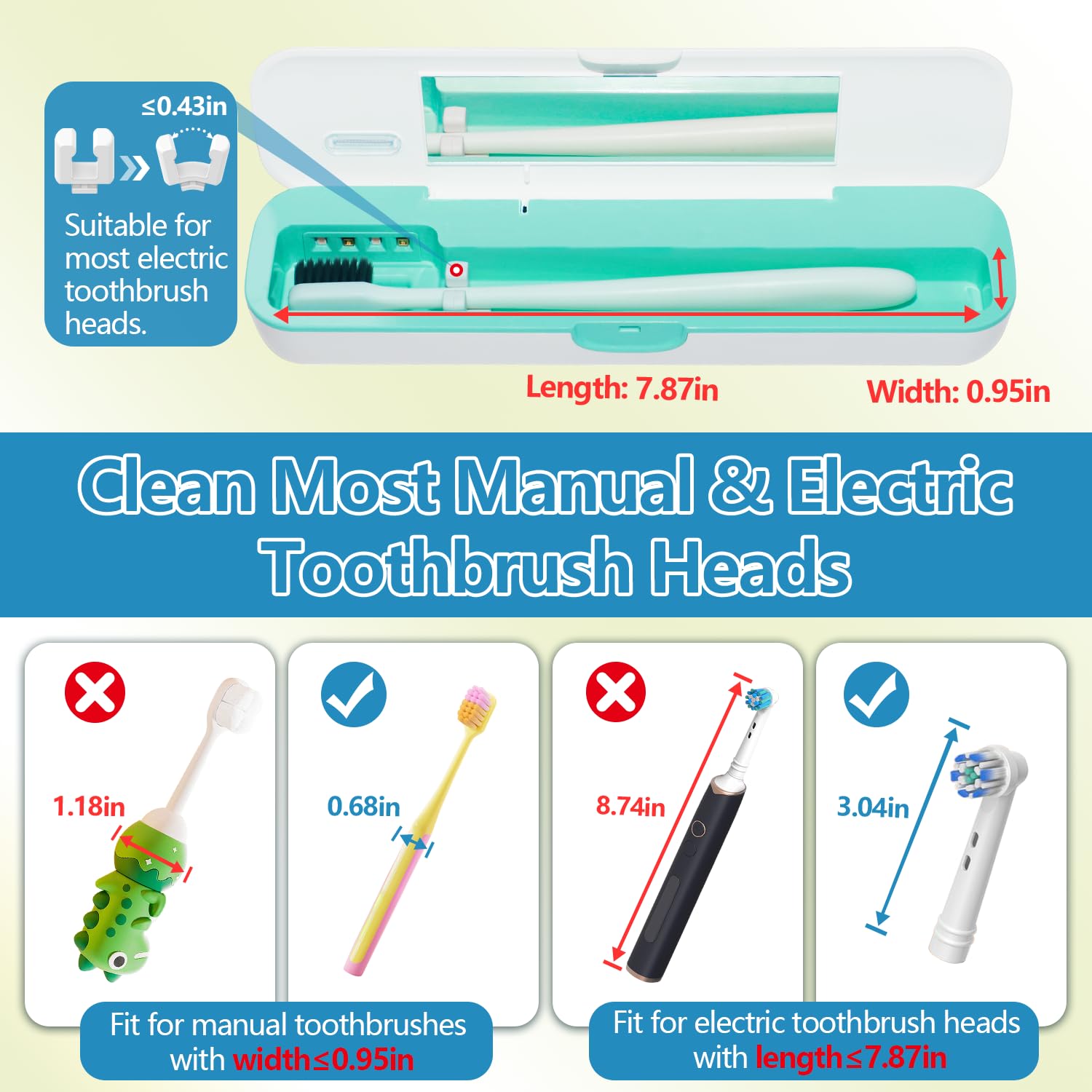 TYPLFH Funda desinfectante para cepillo de dientes, fundas para cepillos de dientes, soporte portátil de viaje para limpieza y almacenamiento, puerto C y carga de baterías AA, filtro de agua de aire