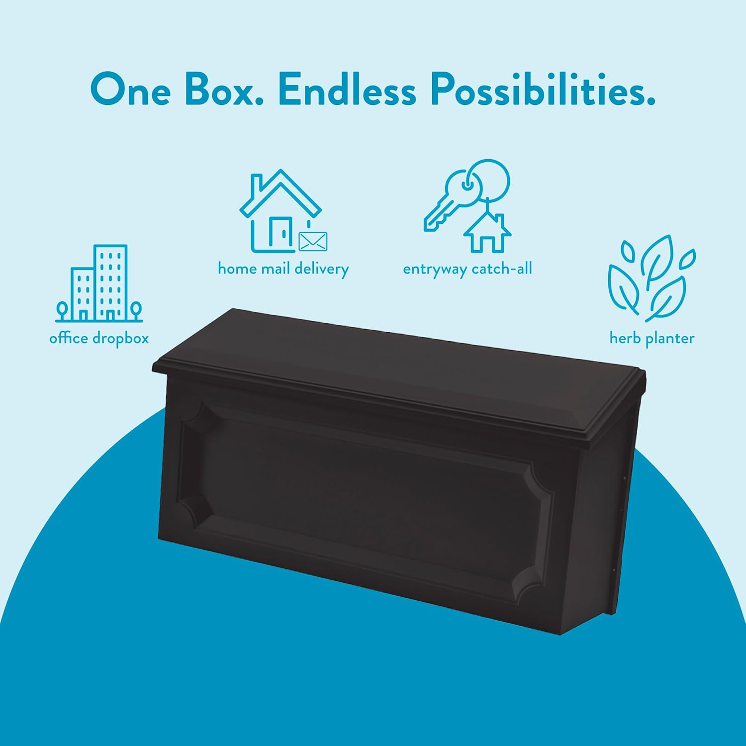 Architectural Mailboxes Windsor™ Wall-Mounted Mailbox for Outside, Rust-Proof Plastic Small Mail Box, Black