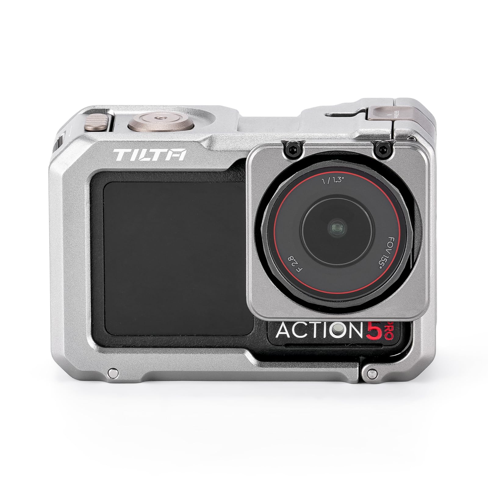 Tilta Cage Osmo Action 5 Pro, Cage Complète pour Caméra Compatible avec DJI Osmo Action 3, Action 4, Action 5 Pro avec Filetage 1/4"-20, Récepteur Cold Shoe - Gris Titane TA-T72-FCC-TG