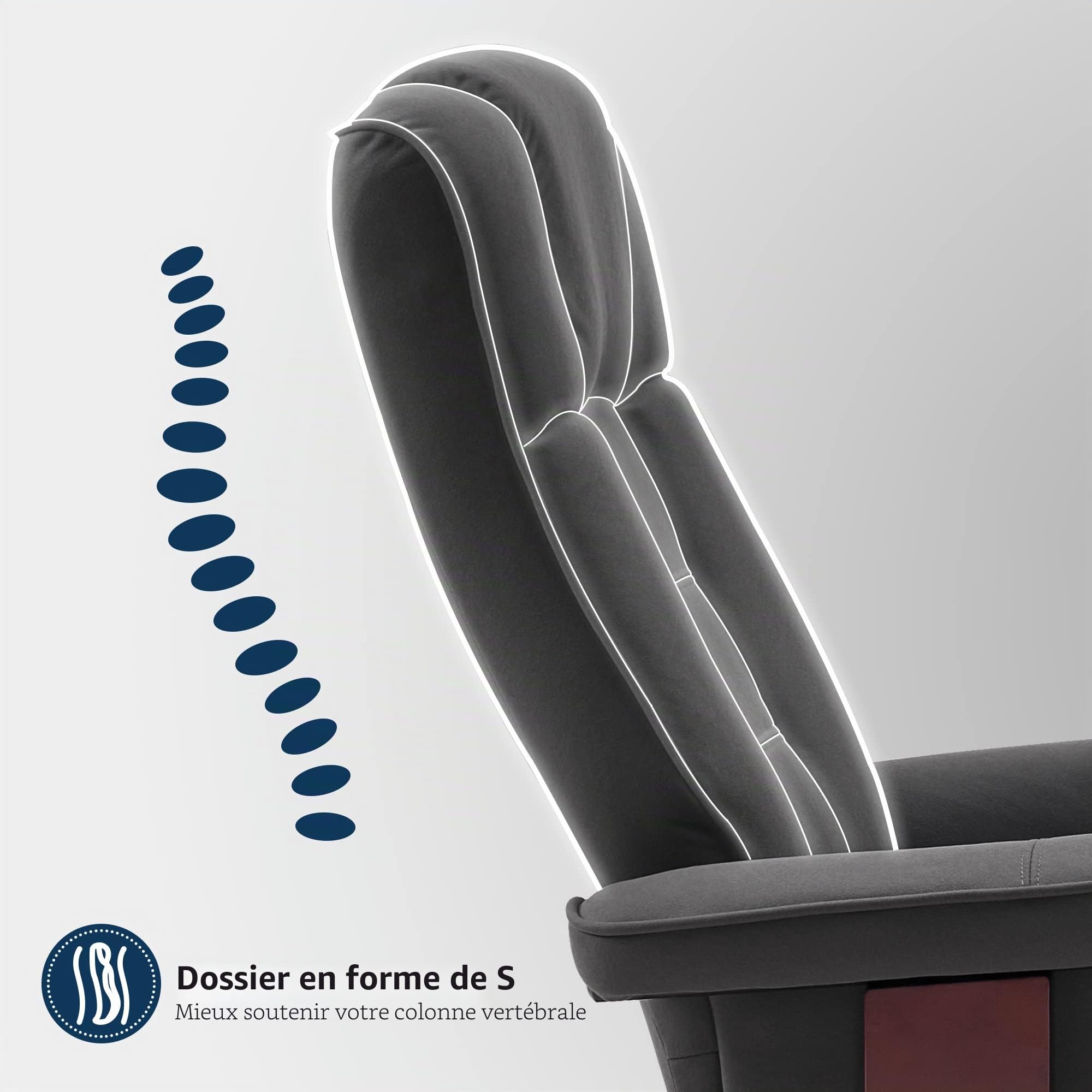 M MCombo Fauteuil Relax avec Pouf, Fauteuil TV pivotant à 360° avec Fonction Chaise Longue, Fauteuil TV supportant jusqu'à 120 Kg, Fauteuil de Repos pour Le Salon, 9019 (Microfibre, Gris foncé)