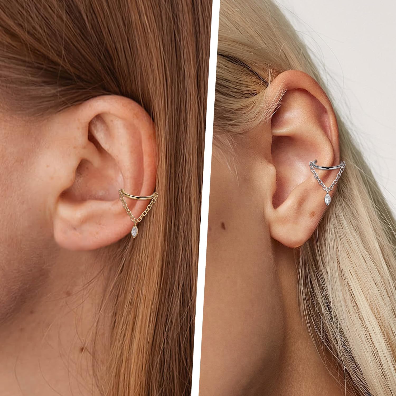 PEAKLINK Dangle Nose Ring Septum Piercing Jewelry 16G Septum Rings Surgical Steel Seamless Clicker Ring Dangly Nose Hoop Ring Daith Earrings Helix Rook Tragus Conch Jewelry Conch Earring - Image 6