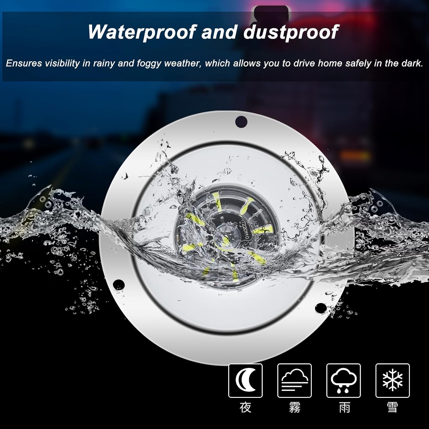 4 Inches Round 24 LED Trailer Tail Light, Trailer Reverse Backup Lights,（only DC 24V） Sealed Waterproof led Reverse Fog Lights Compatible with Trucks RV, Chrome Bezel, 2Pcs